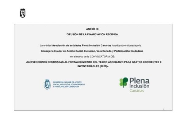 Subvención del Cabildo Insular de Tenerife para sufragar gastos derivados del fortalecimiento del tejido asociativo